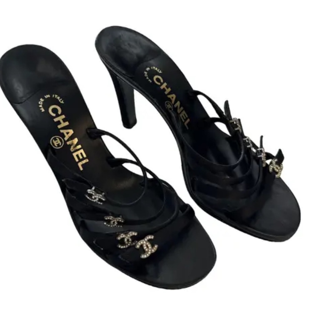 ISO (in search of) CHANEL Black Heels with Gold Embellishments